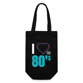 I LOVE THE 80'S - Geschenkbeutel für Flaschen - Schwarz - Vorne