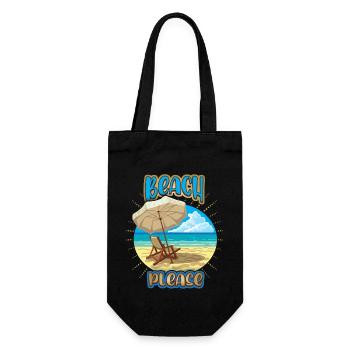 Urlaub am Meer, Ferien, Spruch Beach-Please - Geschenkbeutel für Flaschen - Schwarz - Vorne