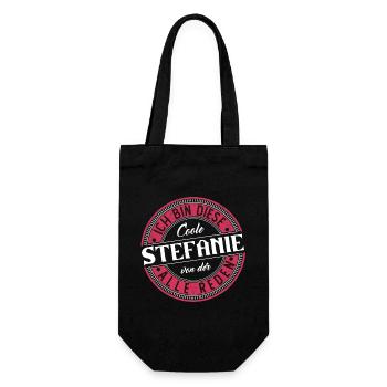 Stefanie Geschenkidee Geschenk Geburtstag - Geschenkbeutel für Flaschen - Schwarz - Vorne