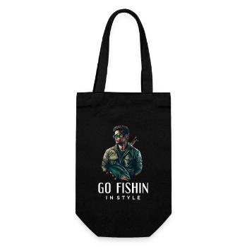 Go Fishin in Style - Retro Angeln - Geschenkbeutel für Flaschen - Schwarz - Vorne