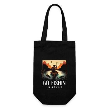 Go Fishin in Style - Funny Fishing - Geschenkbeutel für Flaschen - Schwarz - Vorne