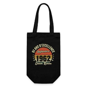 Septembre 1962 61 Ans Anniversaire Vintage Cadeau - Sac à bouteille - noir - Devant