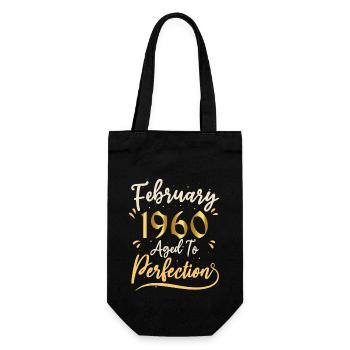 Februar 1960 Februar in Perfektion gealtert 1960 - Geschenkbeutel für Flaschen - Schwarz - Vorne