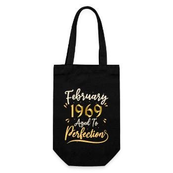 Februar 1969 Februar in Perfektion gealtert 1969 - Geschenkbeutel für Flaschen - Schwarz - Vorne