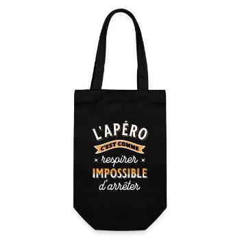 Apéro Cadeau Rigolo Bière Alcool Apéritif Humour - Sac à bouteille - noir - Devant