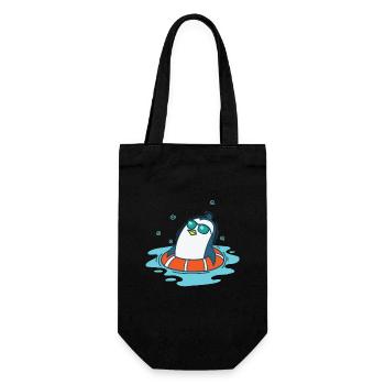 Penguin bathing with swimming tires - Gift Bag for Bottles - black - Front