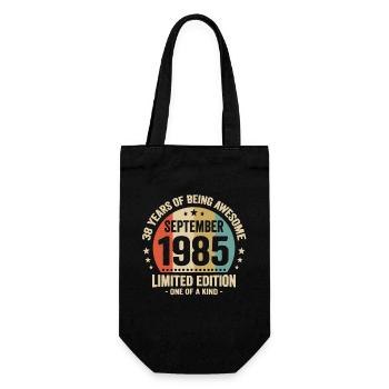 September 1985 38 years anniversary vintage gift - Gift Bag for Bottles - black - Front