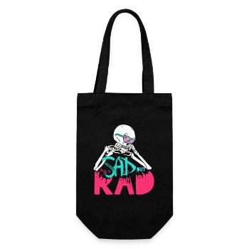 Traurig, aber Cool - Sad but rad - Geschenkbeutel für Flaschen - Schwarz - Vorne
