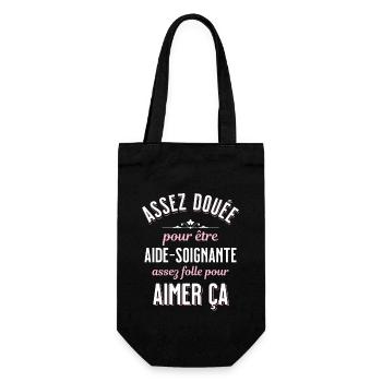 Aide soignante Cadeau Rigolo Humour Femme Drôle - Sac à bouteille - noir - Devant
