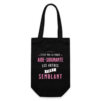 Aide soignante Cadeau Rigolo Humour Femme Drôle - Sac à bouteille - noir - Devant