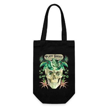 Lustiger Totenkopf, Plant-Daddy mit Grünpflanzen - Geschenkbeutel für Flaschen - Schwarz - Vorne