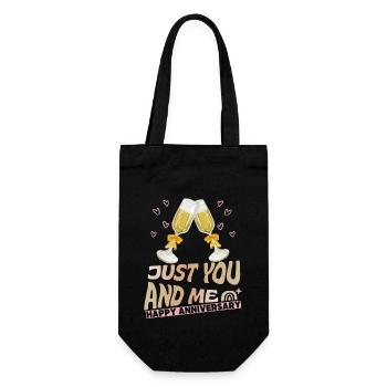 Hochzeits-Jubiläum Hochzeitstag Anniversary Spruch - Geschenkbeutel für Flaschen - Schwarz - Vorne