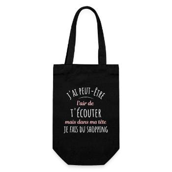 Shopping Citation Humour Féminin Femme Mode Drôle - Sac à bouteille - noir - Devant