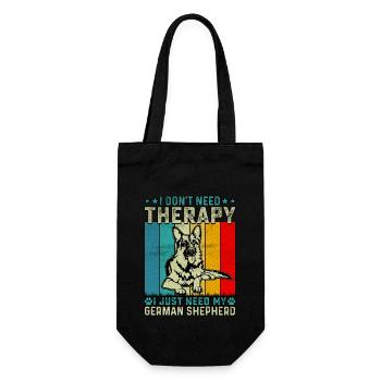 Ich brauche keine Therapie, ich brauche nur meinen Schäferhund - Geschenkbeutel für Flaschen - Schwarz - Vorne