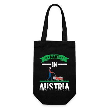 Mäht in Austria Herzschlag Rasenmähen Garten - Geschenkbeutel für Flaschen - Schwarz - Vorne