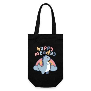 Kawaii Dinosaur Rainbow, Happy-Monday Dicton - Sac à bouteille - noir - Devant
