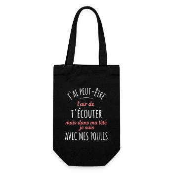 Jardinage Cadeau Humour Potager Citation Poule - Sac à bouteille - noir - Devant