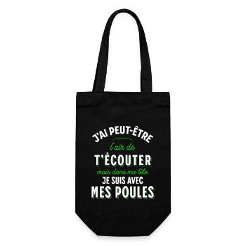 Poules Cadeau Humour Potager Citation Jardin Drôle - Sac à bouteille - noir - Devant