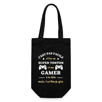 super tonton gamer humour idée cadeau personnalisé - Sac à bouteille - noir - Devant