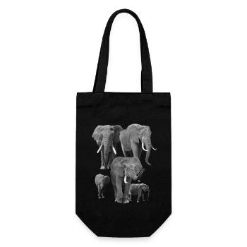 Elefanten Familie - Elis - Elefant in Afrika - Geschenkbeutel für Flaschen - Schwarz - Vorne