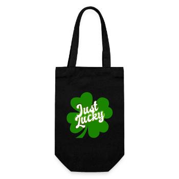 St Patrick's Day - Just Lucky - Shamrock - Gift Bag for Bottles - black - Front