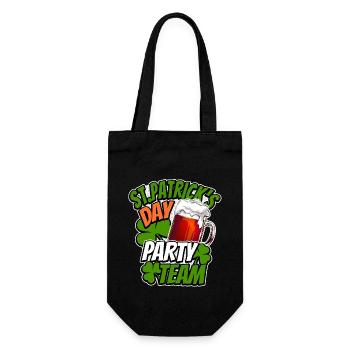 St Patricks Day - Party Team - Shamrock - Geschenkbeutel für Flaschen - Schwarz - Vorne