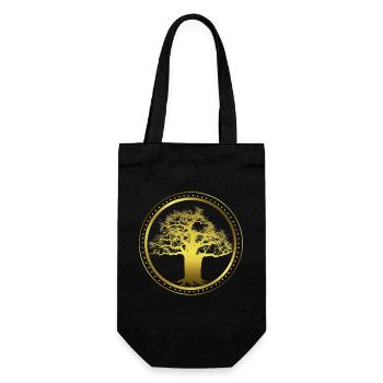 Baobab with circle and stars - Graphics - Geometry - Gift Bag for Bottles - black - Front