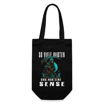 So viele Idioten und nur eine Sense - Geschenkbeutel für Flaschen - Schwarz - Vorne