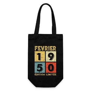 Anniversaire Vintage Idée Cadeau Février 1950 - Sac à bouteille - noir - Devant