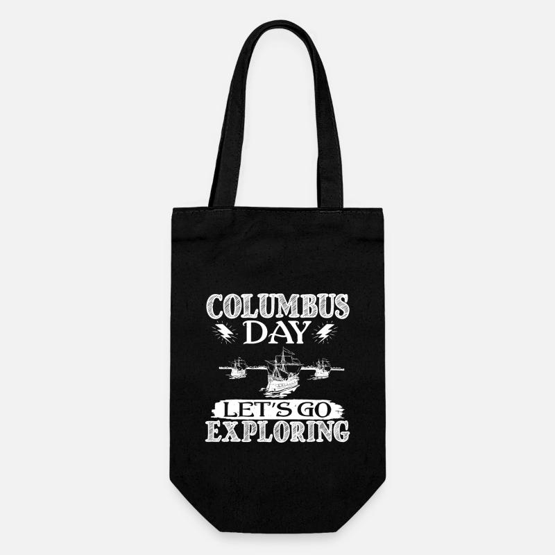 COLUMBUS DAY LET S GO EXPLORING - Gift Bag for Bottles - black