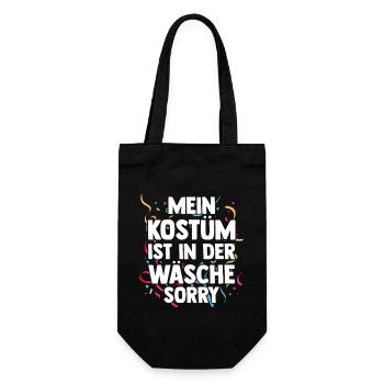 Mein Kostüm ist in der Wäsche Fasching Karneval - Geschenkbeutel für Flaschen - Schwarz - Vorne