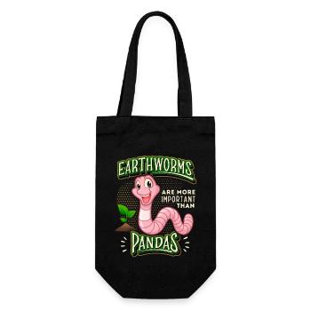 Regenwurm, Wurm, Earthworms Comic lustiger Spruch - Geschenkbeutel für Flaschen - Schwarz - Vorne