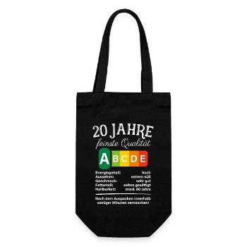 20 Jahre Feinste Qualität Geschenk 20. Geburtstag - Geschenkbeutel für Flaschen - Schwarz - Vorne