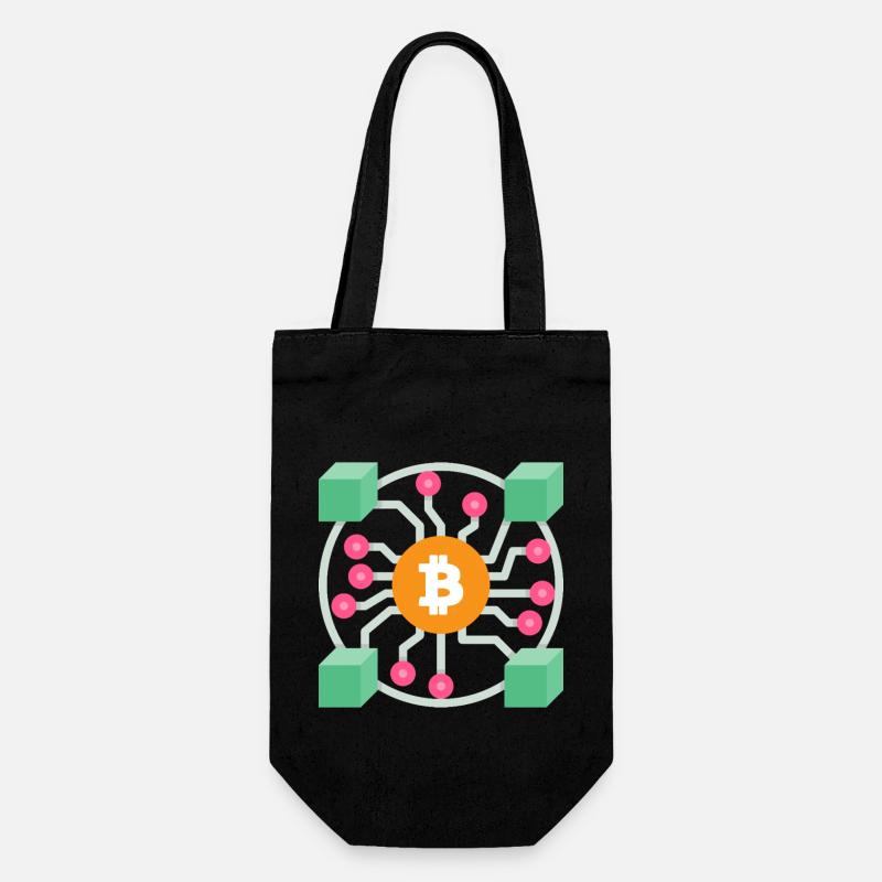 Bitcoin Blockchain Design - Gift Bag for Bottles - black