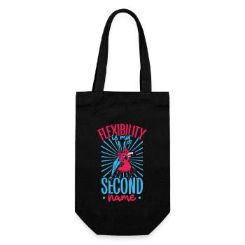 Flamingo beim Aerial Silks - Geschenkbeutel für Flaschen - Schwarz - Vorne