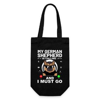 Mein Deutscher Schäferhund ruft und ich muss gehen - Geschenkbeutel für Flaschen - Schwarz - Vorne