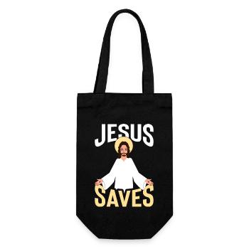 Jésus sauve avec un halo - Sac à bouteille - noir - Devant