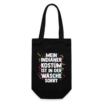 Mein Indianer Kostüm ist in der Wäsche Fasching Ka - Geschenkbeutel für Flaschen - Schwarz - Vorne