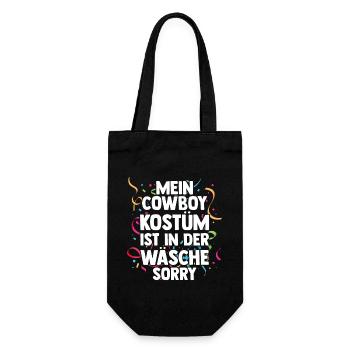 Mein Cowboy Kostüm ist in der Wäsche Fasching Karn - Geschenkbeutel für Flaschen - Schwarz - Vorne