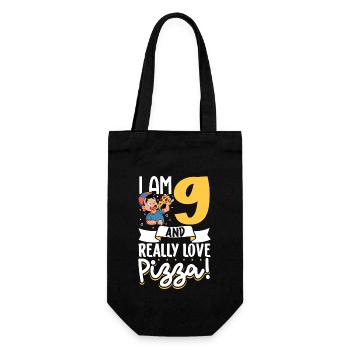 Ich bin 9 - Jungen Pizza - Geschenkbeutel für Flaschen - Schwarz - Vorne