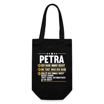Name Petra - Geschenkbeutel für Flaschen - Schwarz - Vorne