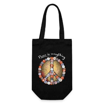 Symbole de paix, signe de paix, fleurs de signe de paix - Sac à bouteille - noir - Devant