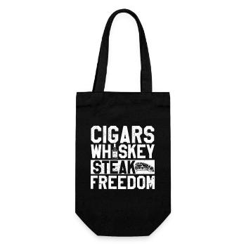 Cigar Whiskey Steak Freedom Funny Smoker - Gift Bag for Bottles - black - Front