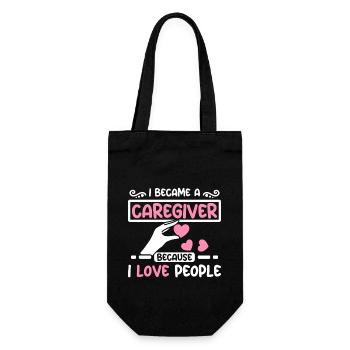 I became a caregiver because I love people - Gift Bag for Bottles - black - Front