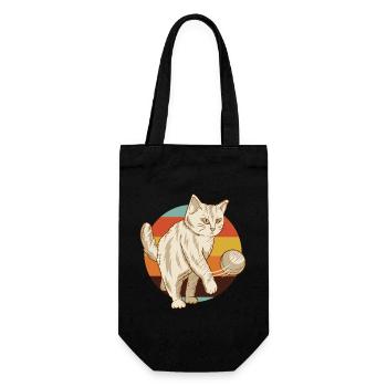 Funny and cute Cat with a ball - Gift Bag for Bottles - black - Front