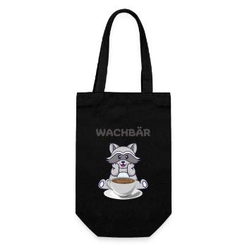 Niedliches Wachbär Design mit Kaffee - Geschenkbeutel für Flaschen - Schwarz - Vorne