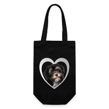 Coeur havanais - J’aime le havanais - Sac à bouteille - noir - Devant