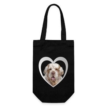 Clumber Spaniel Herz - I Love Clumber Spaniel - Geschenkbeutel für Flaschen - Schwarz - Vorne