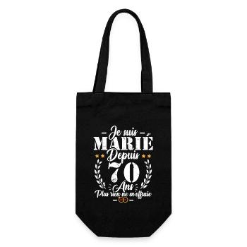 Je suis marié depuis 70 ans, Cadeau 70 mariage - Sac à bouteille - noir - Devant