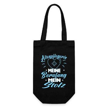 Altenpflegerin Pflegerin Pflegefachkraft Pfleger - Geschenkbeutel für Flaschen - Schwarz - Vorne